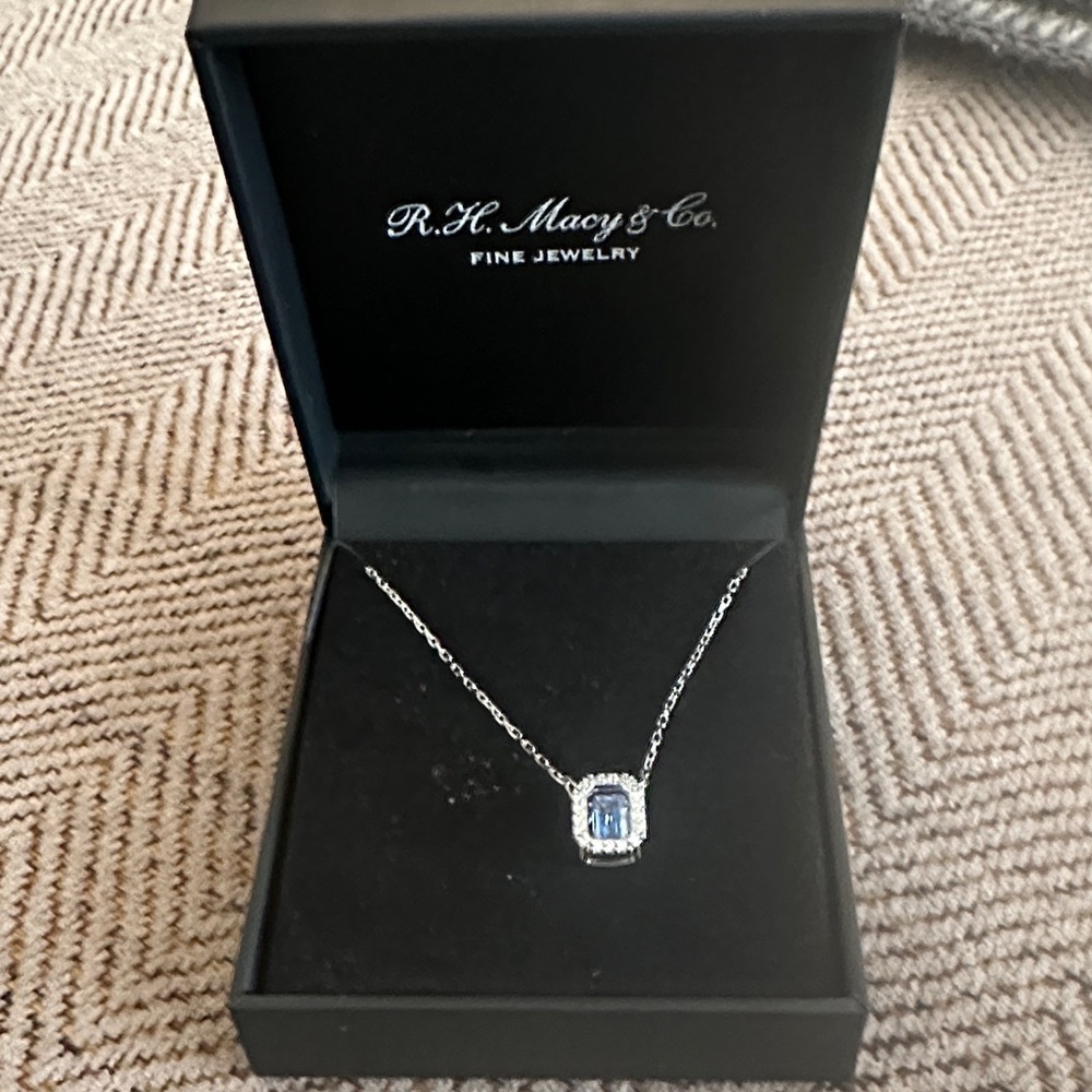 Swarovski Silver Necklace with Blue Gemstone